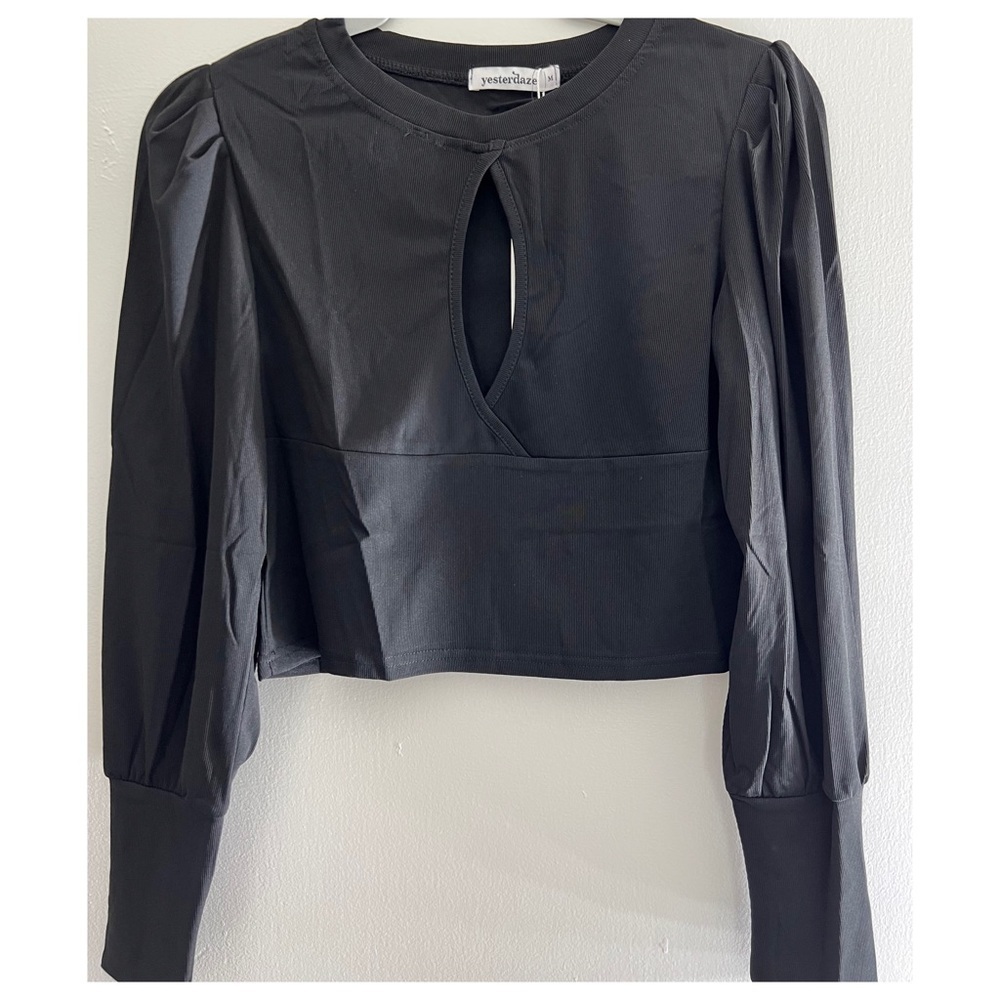 Black Long Sleeve Crop Top